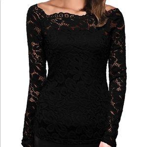 Womens Boat Neck Floral Lace Raglan Long Sleeve